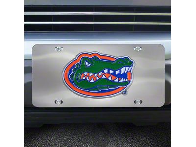 License Plate with University of Florida Logo; Stainless Steel (Universal; Some Adaptation May Be Required)