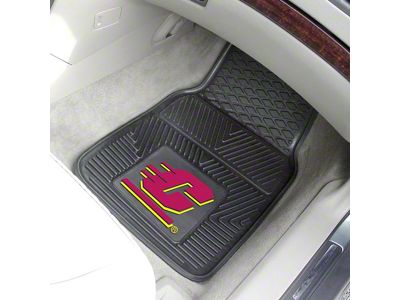 Vinyl Front Floor Mats with Central Michigan University Logo; Black (Universal; Some Adaptation May Be Required)