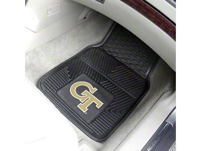 Vinyl Front Floor Mats with Georgia Tech Logo; Black (Universal; Some Adaptation May Be Required)