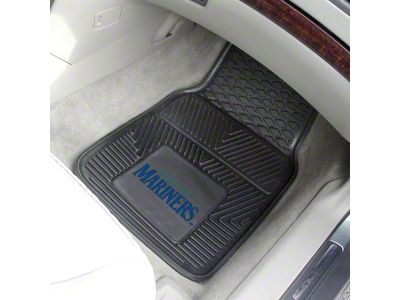 Vinyl Front Floor Mats with Seattle Mariners Logo; Black (Universal; Some Adaptation May Be Required)