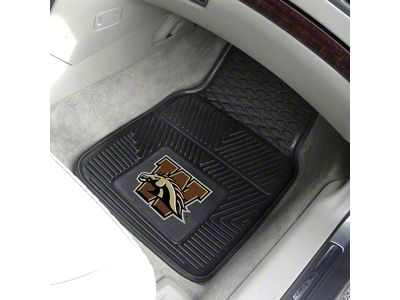 Vinyl Front Floor Mats with Western Michigan University Logo; Black (Universal; Some Adaptation May Be Required)