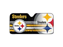 Windshield Sun Shade with Pittsburgh Steelers Logo; Multi Color (Universal; Some Adaptation May Be Required)