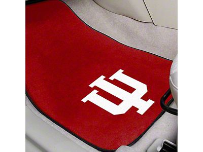 Carpet Front Floor Mats with Indiana University Logo; Crimson (Universal; Some Adaptation May Be Required)