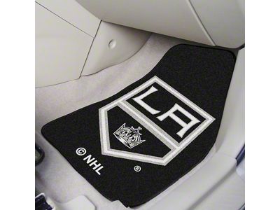 Carpet Front Floor Mats with Los Angeles Kings Logo; Black (Universal; Some Adaptation May Be Required)