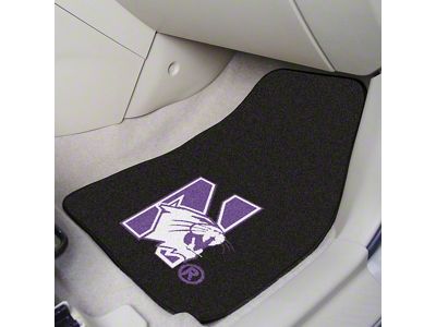 Carpet Front Floor Mats with Northwestern University Logo; Black (Universal; Some Adaptation May Be Required)