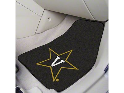 Carpet Front Floor Mats with Vanderbilt University Logo; Black (Universal; Some Adaptation May Be Required)