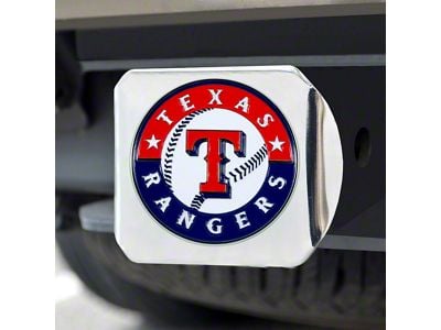 Hitch Cover with Texas Rangers Logo; Chrome (Universal; Some Adaptation May Be Required)