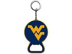 Keychain Bottle Opener with West Virginia University Logo; Blue and Yellow