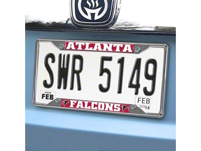 License Plate Frame with Atlanta Falcons Logo; Red (Universal; Some Adaptation May Be Required)