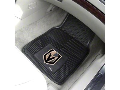 Vinyl Front Floor Mats with Vegas Golden Knights Logo; Black (Universal; Some Adaptation May Be Required)