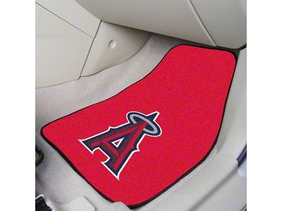 Carpet Front Floor Mats with Los Angeles Angels Logo; Red (Universal; Some Adaptation May Be Required)