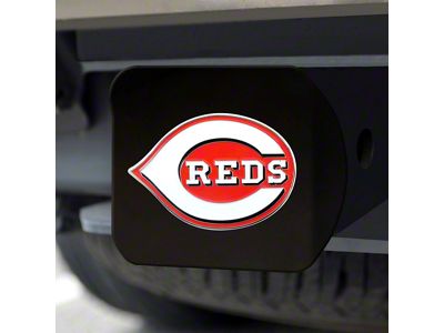 Hitch Cover with Cincinnati Reds Logo; Black (Universal; Some Adaptation May Be Required)