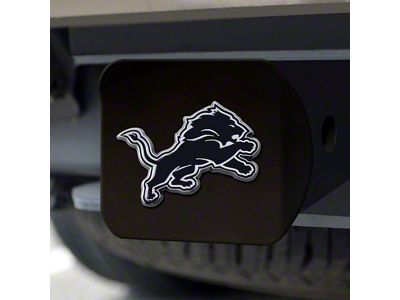 Hitch Cover with Detroit Lions Logo; Black (Universal; Some Adaptation May Be Required)