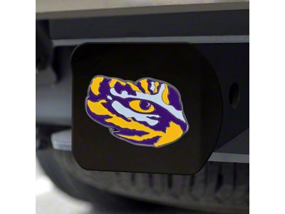 Hitch Cover with LSU Logo; Purple (Universal; Some Adaptation May Be Required)