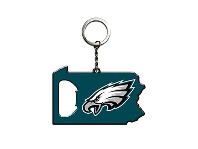 Keychain Bottle Opener with Philadelphia Eagles Logo; Green