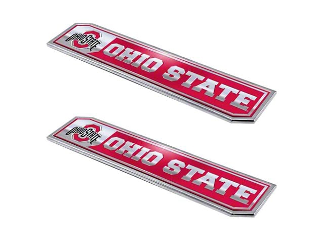 Ohio State University Embossed Emblems; Red (Universal; Some Adaptation May Be Required)