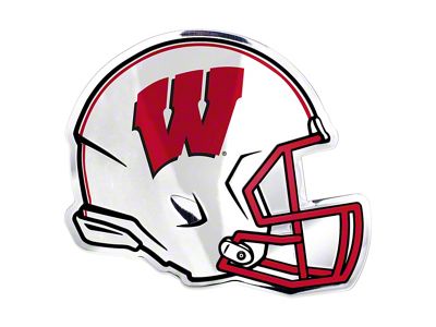 University of Wisconsin Embossed Helmet Emblem; Red (Universal; Some Adaptation May Be Required)