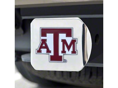 Hitch Cover with Texas A&M University Logo; Chrome (Universal; Some Adaptation May Be Required)