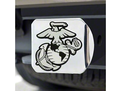 Hitch Cover with U.S. Marines Logo; Chrome (Universal; Some Adaptation May Be Required)