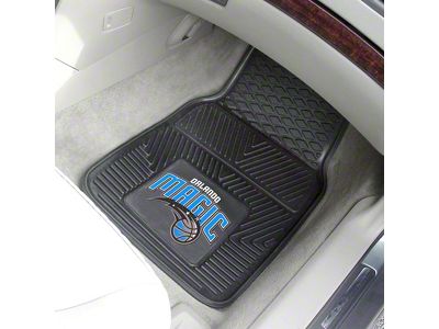 Vinyl Front Floor Mats with Orlando Magic Logo; Black (Universal; Some Adaptation May Be Required)