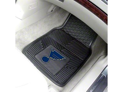Vinyl Front Floor Mats with St. Louis Blues Logo; Black (Universal; Some Adaptation May Be Required)