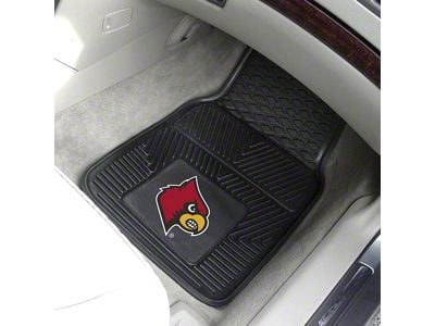 Vinyl Front Floor Mats with University of Louisville Logo; Black (Universal; Some Adaptation May Be Required)
