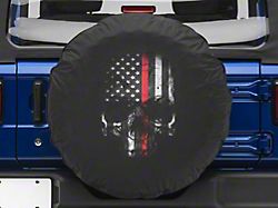 Firefighters Thin Red Line Skull Spare Tire Cover (66-18 Jeep CJ5, CJ7, Wrangler YJ, TJ & JK)