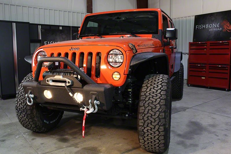 Fishbone Offroad Jeep Wrangler Stubby Winch Front Bumper with Tube ...