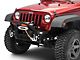 Fishbone Offroad Stubby Front Winch Bumper with Tube Guard and 14-Inch LED Light Bar Mount; Textured Black (07-18 Jeep Wrangler JK)