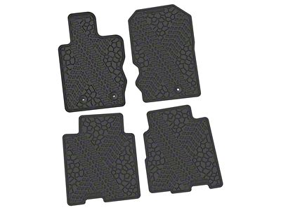 FLEXTREAD Factory Floorpan Fit Tire Tread/Scorched Earth Scene Front and Rear Floor Mats; Black (21-24 Bronco 4-Door)