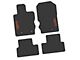 FLEXTREAD Factory Floorpan Fit Tire Tread/Scorched Earth Scene Front and Rear Floor Mats with Orange Squatch/Mountain Insert; Black (21-24 Bronco 2-Door)