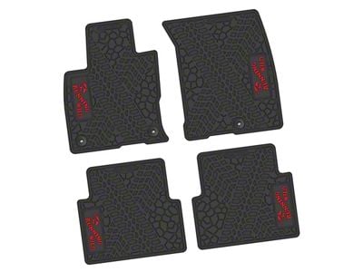 FLEXTREAD Factory Floorpan Fit Tire Tread/Scorched Earth Scene Front and Rear Floor Mats with Red Running Wild Insert; Black (21-24 Bronco Sport)