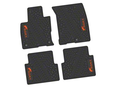 Factory Floorpan Fit Tire Tread/Scorched Earth Scene Front and Rear Floor Mats with Orange GOAT Insert; Black (21-25 Bronco Sport)