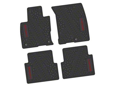 FLEXTREAD Factory Floorpan Fit Tire Tread/Scorched Earth Scene Front and Rear Floor Mats with Red Sport Insert; Black (21-24 Bronco Sport)