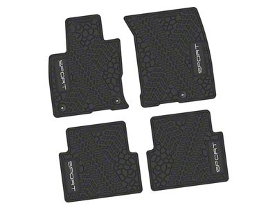 FLEXTREAD Factory Floorpan Fit Tire Tread/Scorched Earth Scene Front and Rear Floor Mats with White Sport Insert; Black (21-24 Bronco Sport)