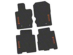 FLEXTREAD Factory Floorpan Fit Tire Tread/Scorched Earth Scene Front and Rear Floor Mats with Orange Squatch Insert; Black (21-24 Bronco 4-Door)