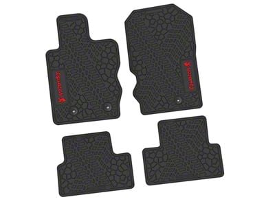 FLEXTREAD Factory Floorpan Fit Tire Tread/Scorched Earth Scene Front and Rear Floor Mats with Red Squatch Insert; Black (21-24 Bronco 2-Door)