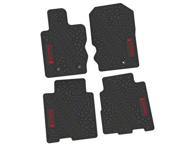 FLEXTREAD Factory Floorpan Fit Tire Tread/Scorched Earth Scene Front and Rear Floor Mats with Red Squatch Insert; Black (21-24 Bronco 4-Door)