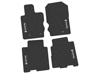 FLEXTREAD Factory Floorpan Fit Tire Tread/Scorched Earth Scene Front and Rear Floor Mats with White Squatch Insert; Black (21-24 Bronco 4-Door)