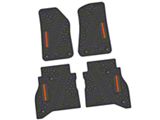 FLEXTREAD Factory Floorpan Fit Tire Tread/Scorched Earth Scene Front and Rear Floor Mats with Orange Rubicon Insert; Black (20-25 Jeep Gladiator JT)