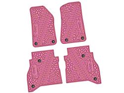 FLEXTREAD Factory Floorpan Fit Tire Tread/Scorched Earth Scene Front and Rear Floor Mats with JEEP Wave Insert; Pink (20-24 Jeep Gladiator JT)