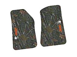 FLEXTREAD Factory Floorpan Fit Tire Tread/Scorched Earth Scene Front Floor Mats with Orange and White JEEP Wave Insert; Rugged Woods (20-24 Jeep Gladiator JT)