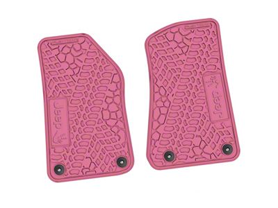 FLEXTREAD Factory Floorpan Fit Tire Tread/Scorched Earth Scene Front Floor Mats with JEEP Wave Insert; Pink (20-24 Jeep Gladiator JT)