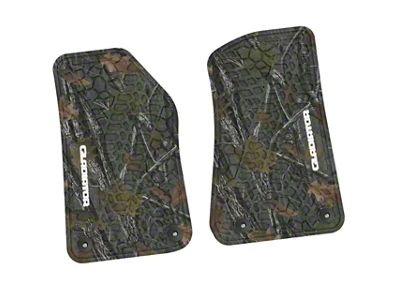 Factory Floorpan Fit Tire Tread/Scorched Earth Scene Front Floor Mats with White Gladiator Insert; Rugged Woods (18-25 Jeep Wrangler JL 2-Door)