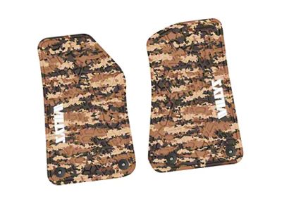 FLEXTREAD Factory Floorpan Fit Tire Tread/Scorched Earth Scene Front Floor Mats with White Willys Insert; Cyberflage Camouflage (18-24 Jeep Wrangler JL 2-Door)