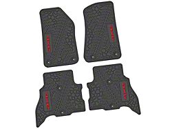 FLEXTREAD Factory Floorpan Fit Tire Tread/Scorched Earth Scene Front and Rear Floor Mats with Red 4xe Insert; Black (21-24 Jeep Wrangler JL 4xe)