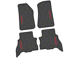 FLEXTREAD Factory Floorpan Fit Tire Tread/Scorched Earth Scene Front and Rear Floor Mats with Red Rubicon Insert; Black (21-24 Jeep Wrangler JL 4xe)