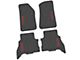 FLEXTREAD Factory Floorpan Fit Tire Tread/Scorched Earth Scene Front and Rear Floor Mats with Red Rubicon Insert; Black (21-24 Jeep Wrangler JL 4xe)