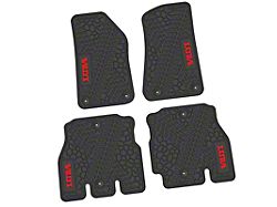 FLEXTREAD Factory Floorpan Fit Tire Tread/Scorched Earth Scene Front and Rear Floor Mats with Red Willys Insert; Black (18-24 Jeep Wrangler JL 4-Door, Excluding 4xe)