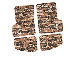 FLEXTREAD Factory Floorpan Fit Tire Tread/Scorched Earth Scene Front and Rear Floor Mats with White JEEP Wave Insert; Cyberflage Camouflage (97-06 Jeep Wrangler TJ)